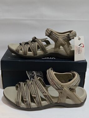 Viakix Acadia Arch Support Hiking Sandals Beige Strappy Women's Size 7